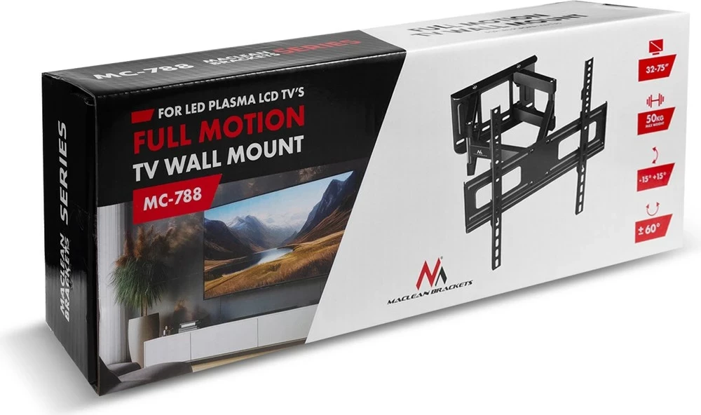 Mbajtëse TV Maclean MC-789, për 32-85", VESA 600x400, 60kg, e zezë