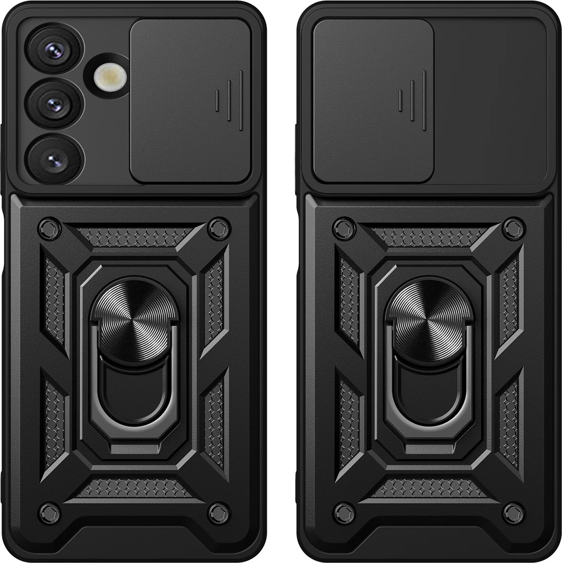 Mbështjellës Hurtel Hybrid Armor Camshield për Oppo F29 Pro 5G / A5 Pro 5G, i zi, me mbajtëse dhe kapak kamere