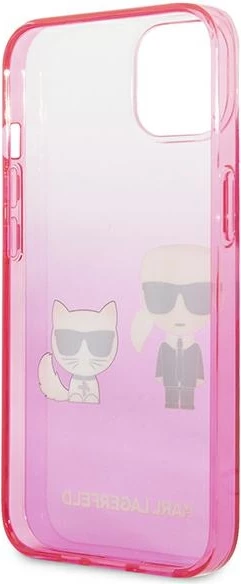 Mbështjellës Karl Lagerfeld KLHCP13STGKCP për iPhone 13 mini 5.4", hardcase, rozë Gradient Ikonik Karl & Choupette