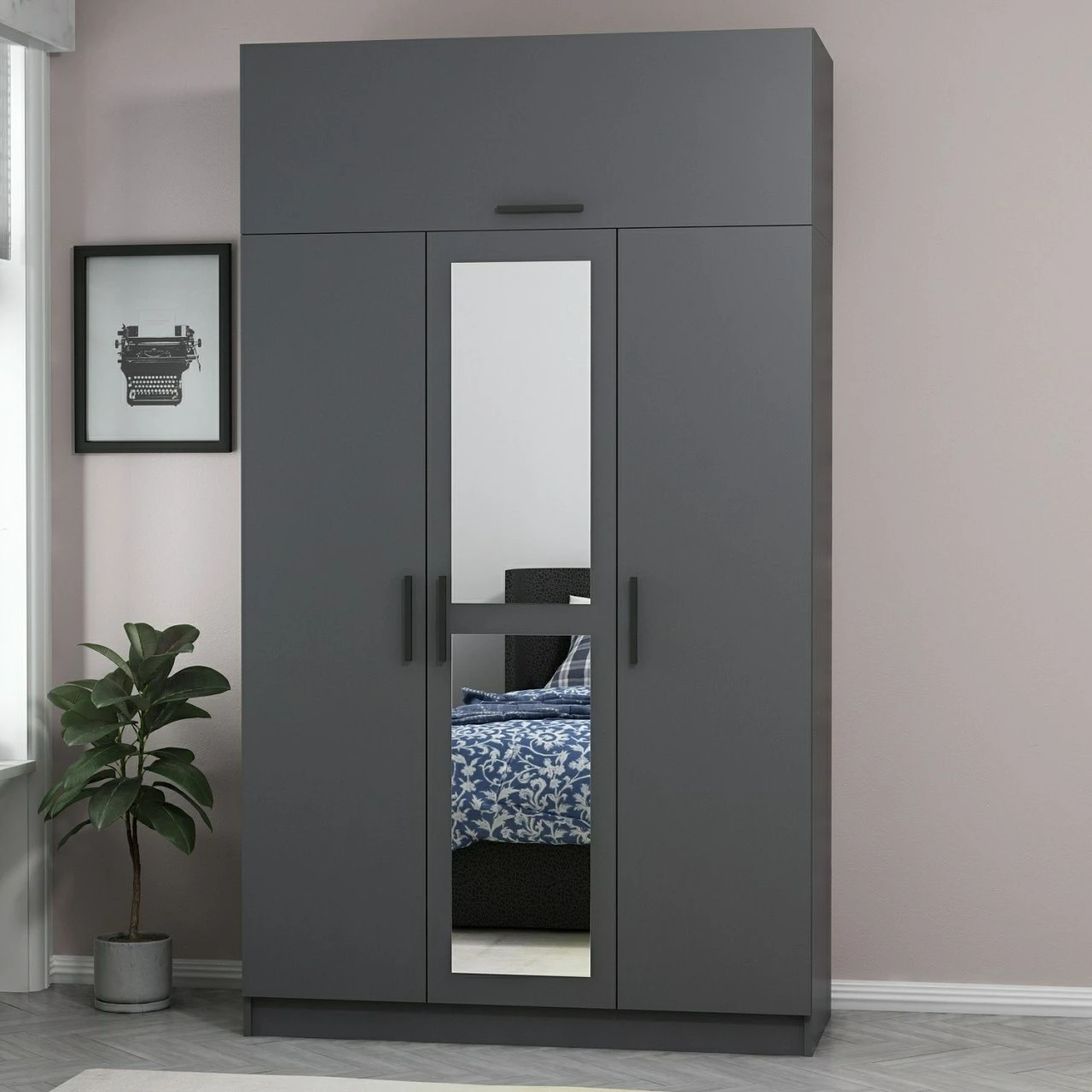 Dollap Hanah Home, Minar 3 kapak, anthracite, 135x235x52 cm
