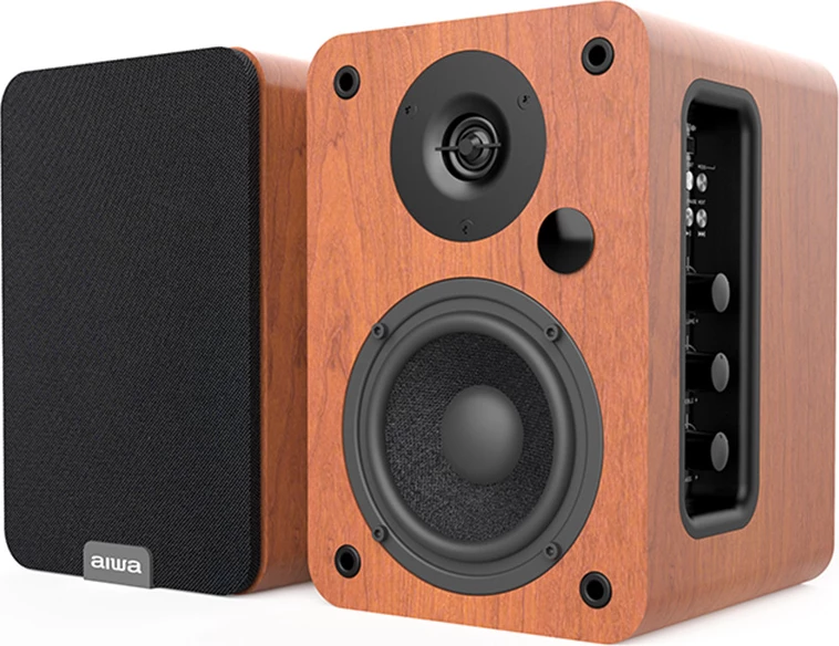 Altoparlantë aktivë Aiwa ASP-A200BR, 2 x 25 W RMS, Bluetooth 5.0, HDMI-ARC/Optik/COAX/USB/RCA, kafe, set 2 copë