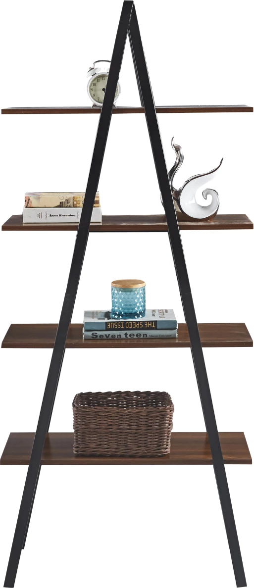 Raft STAM FH18073.04, kornizë metalike e zezë, melaminë ngjyrë arre, 71x38x164 cm