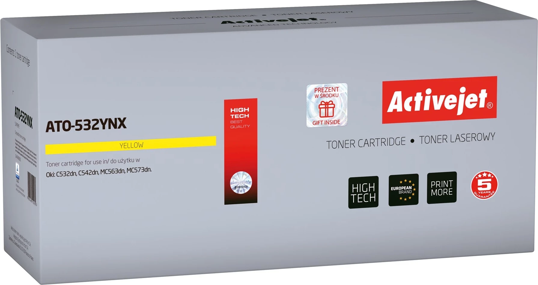 Toner zëvendësues Activejet ATO-532YNX për printer OKI, i verdhë
