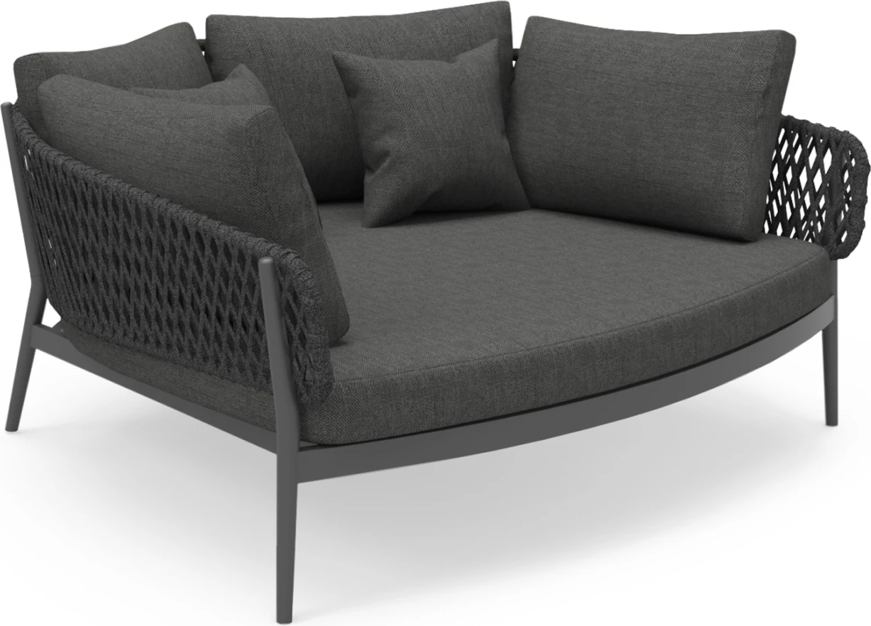 Daybed 2-vendësh CAMELLIA, alumin i zi, litar poliestër, jastëkë OLEFIN, 164x144x70cm