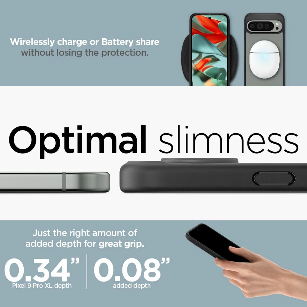 Mbështjellës Spigen Ultra Hybrid për Google Pixel 9 Pro XL, i zi