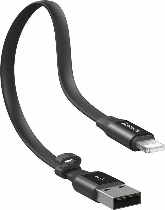 Kabllo USB-A në Lightning Baseus Nimble Flat 0.23 m, ngjyrë e zezë