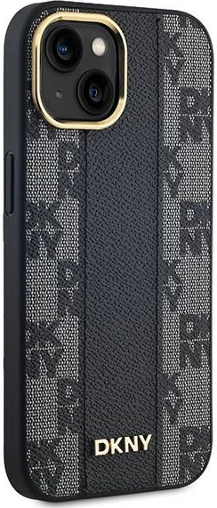 Mbështjellës DKNY Leather Checkered Mono Pattern MagSafe për iPhone 15/14/13, e zezë