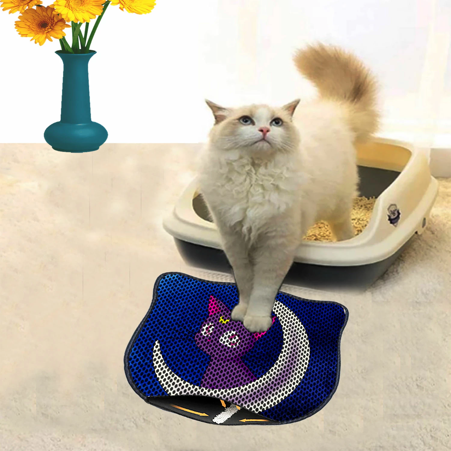 Tapet për rërë mace, shumëngjyrësh, Paws & Whiskers, Kdkafa0136, 40x50cm