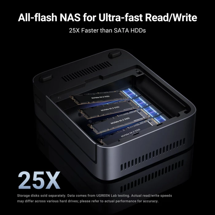 NAS UGREEN NASync DXP480T Plus, 4x M.2 NVMe, Intel Core i5-1235U, 8GB DDR5, 10GbE, Thunderbolt 4, gri
