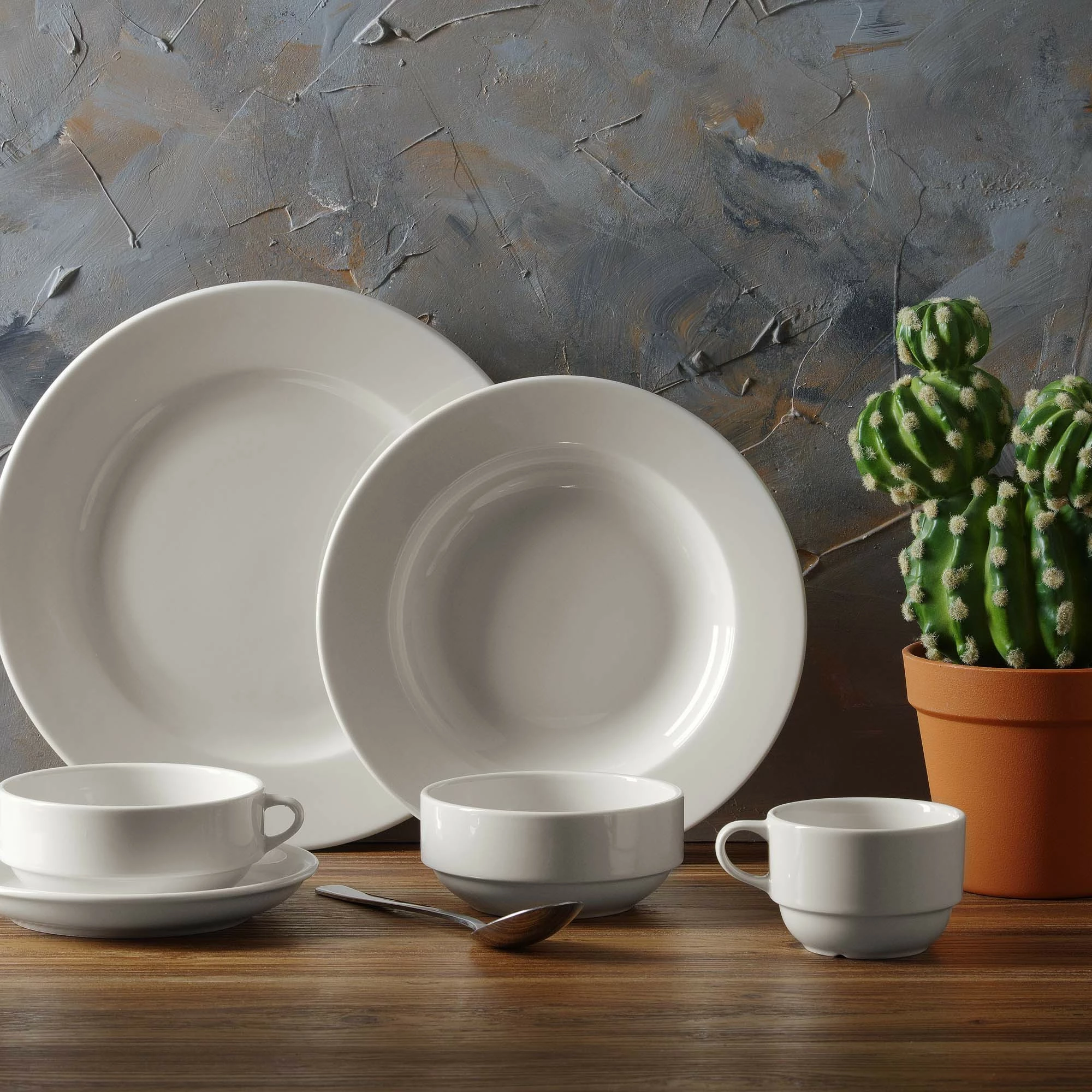 Çajnik Fine Dine Crema 500 ml, porcelan i vitrifikuar, krem, set 6 copë