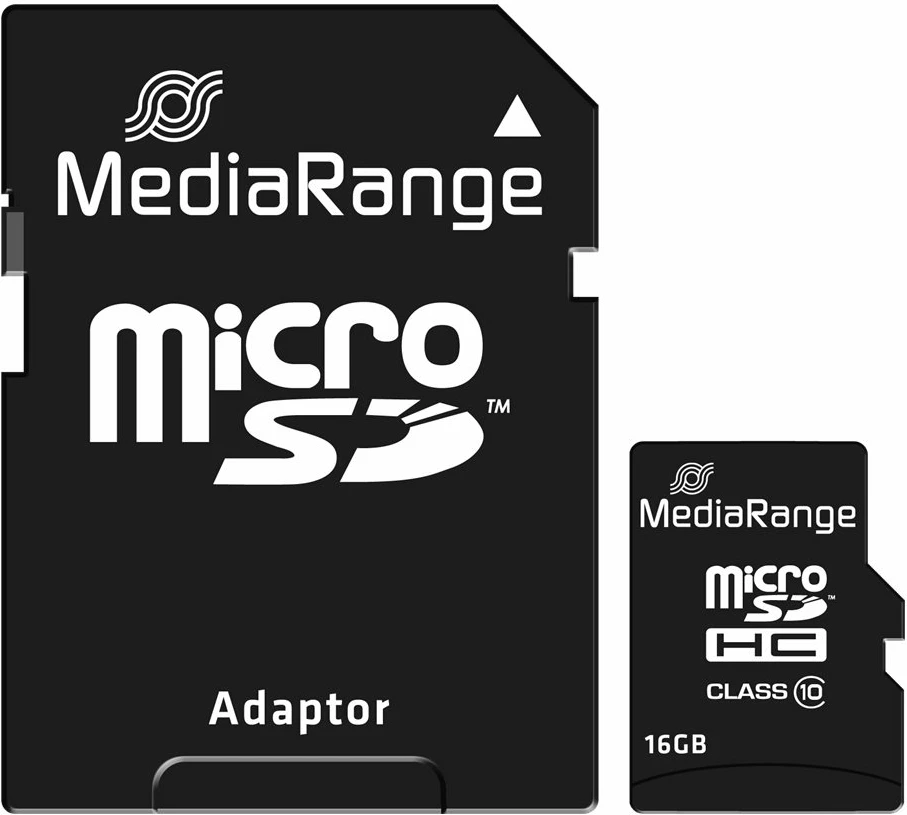 Kartë memorie MediaRange MR958, microSDHC, 16GB, Class 10, me adaptor, e zezë