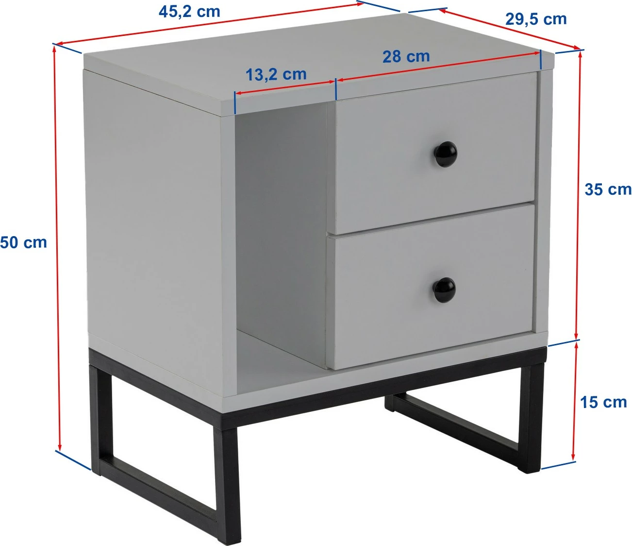 Komodinë Nordure, Freesia Marble, e zezë