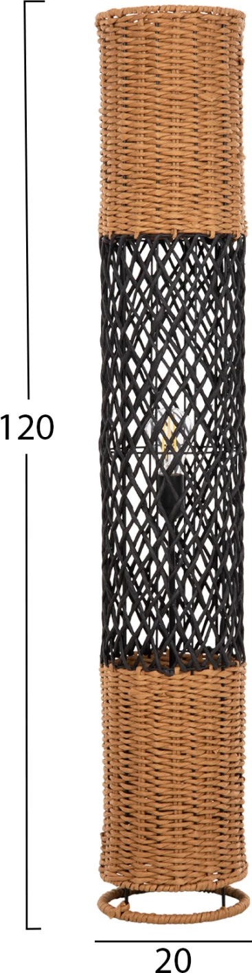 Llambë dyshemeje, FH4342, metal-letër, ngjyrë bezhë-rërë dhe e zezë, Φ20Χ120H cm