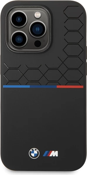 Mbështjellës BMW Silicone Pattern për iPhone 15 Pro Max, i zi