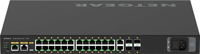 Switch i menaxhueshëm NETGEAR M4250-26G4XF-PoE+, 24 porte Gigabit, 4 SFP+, PoE+, rackmount, i zi