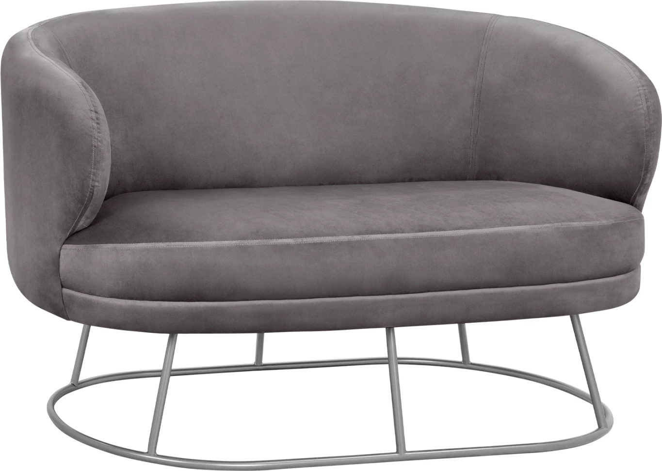 Divan 2 vendësh Arien prej kadifeje Gri me Bazë Argjendi FH8492.01 125Χ80Χ84cm