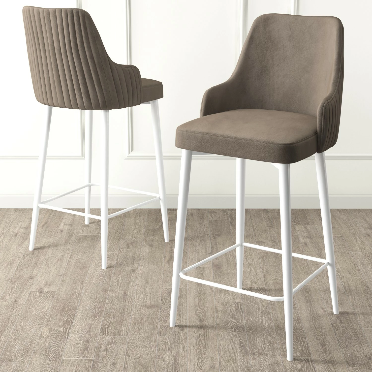 Set karrigesh për bar (4 copë), Hanah Home, Enox - kapuçino, e bardhë