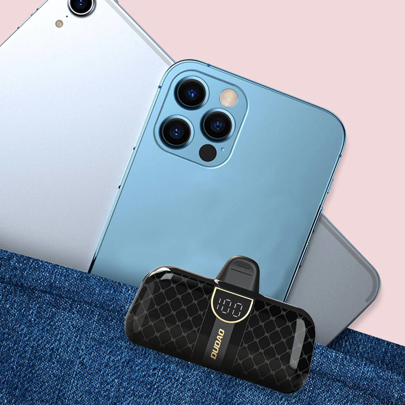 Powerbank Dudao K20SL, 5000 mAh, Lightning/USB-C, e zezë