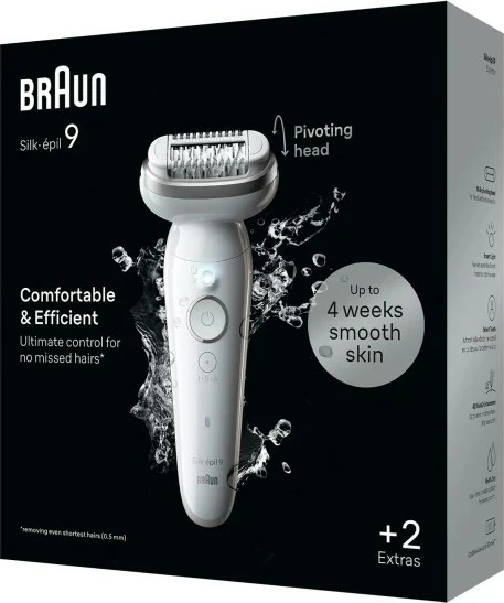 Epilator Braun Silk-épil 9 BR2-225328, 40 pinceta, MicroGrip, gri, bardhë