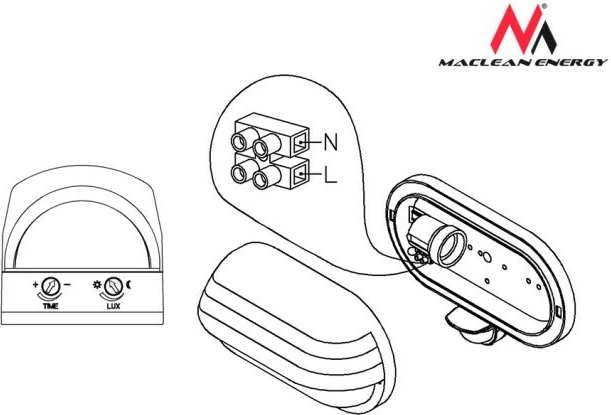 Llambë muri Maclean MCE33 me sensor lëvizjeje, 60W, E27, e zezë