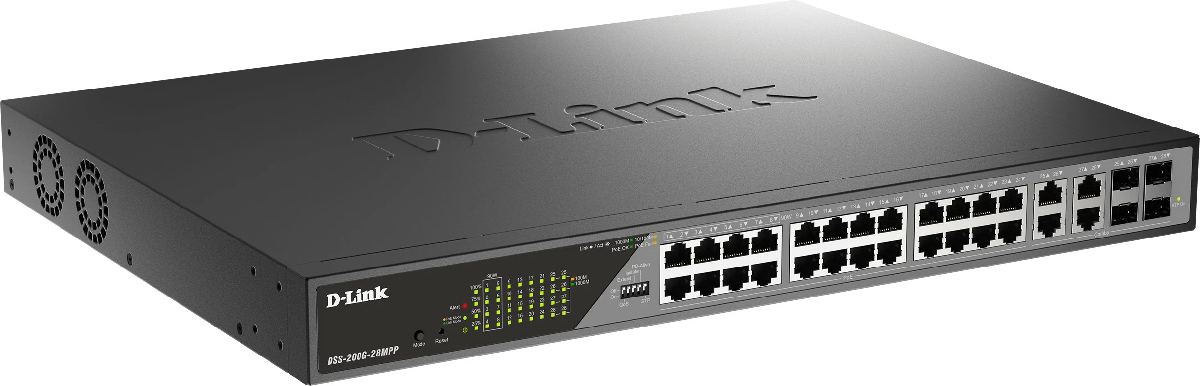 Switch D-Link DSS-200G-28MP, Managed, L2, Gigabit Ethernet, PoE, 1U