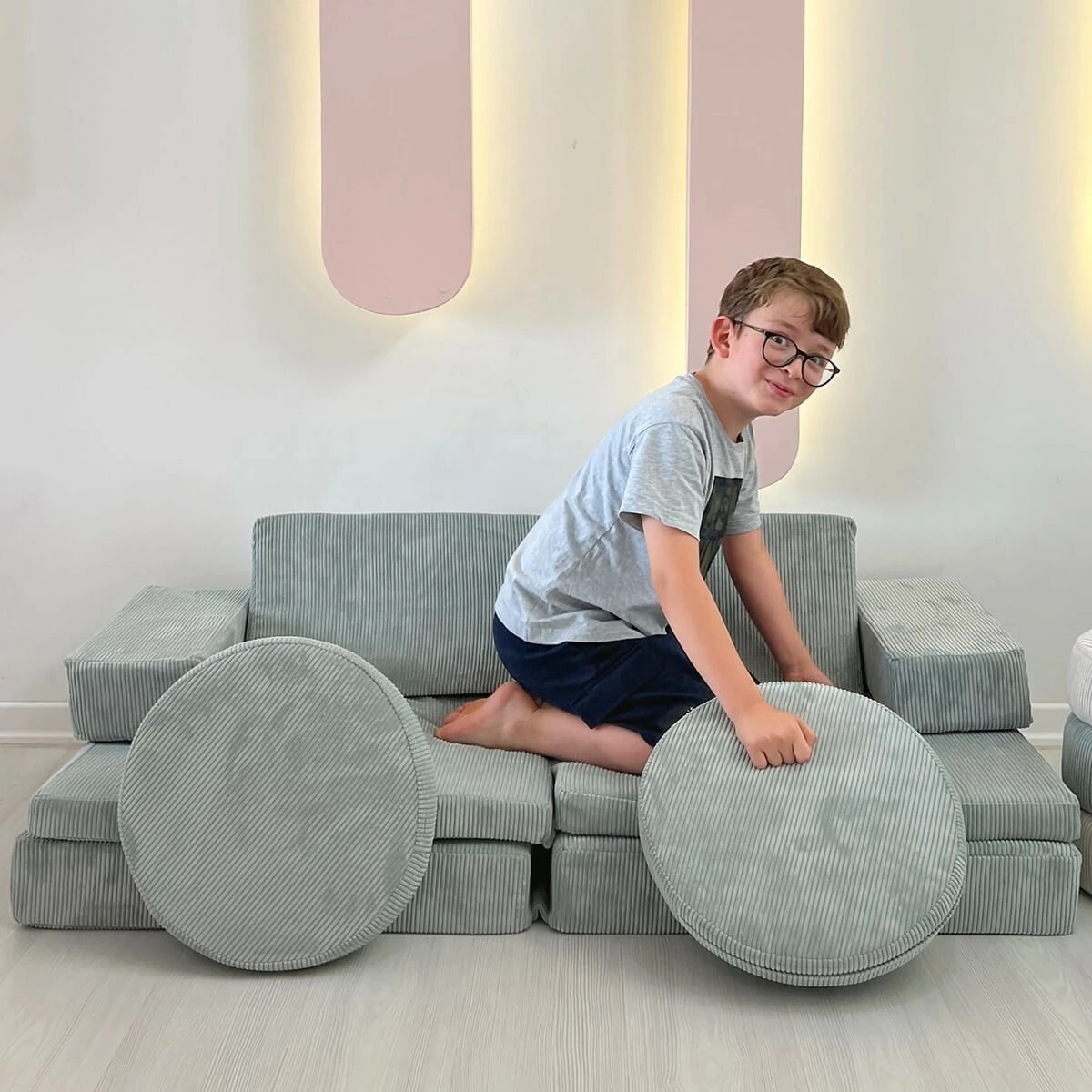 Divan-krevat dy vendësh, Atelier del Sofa, Puzzle, ngjyrë kaltër