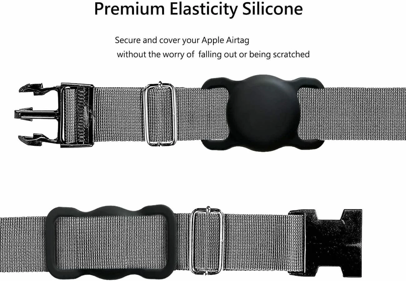 Mbështjellës silikon për AirTag Hurtel, për qafore qeni ose mace, i zi