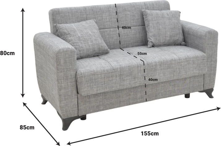 Divan-krevat me depo dy-vendësh Modesto ngjyrë kafe e çelët 155x85x80cm