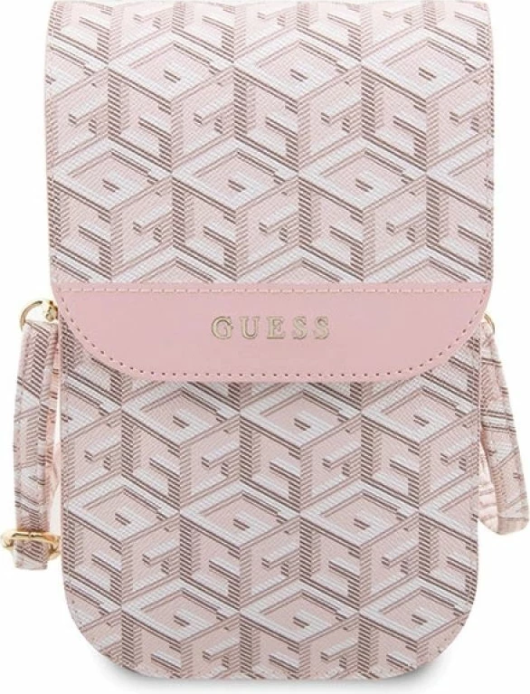 Çantë dore Guess GUWBHGCFSEP G Cube Stripe, rozë
