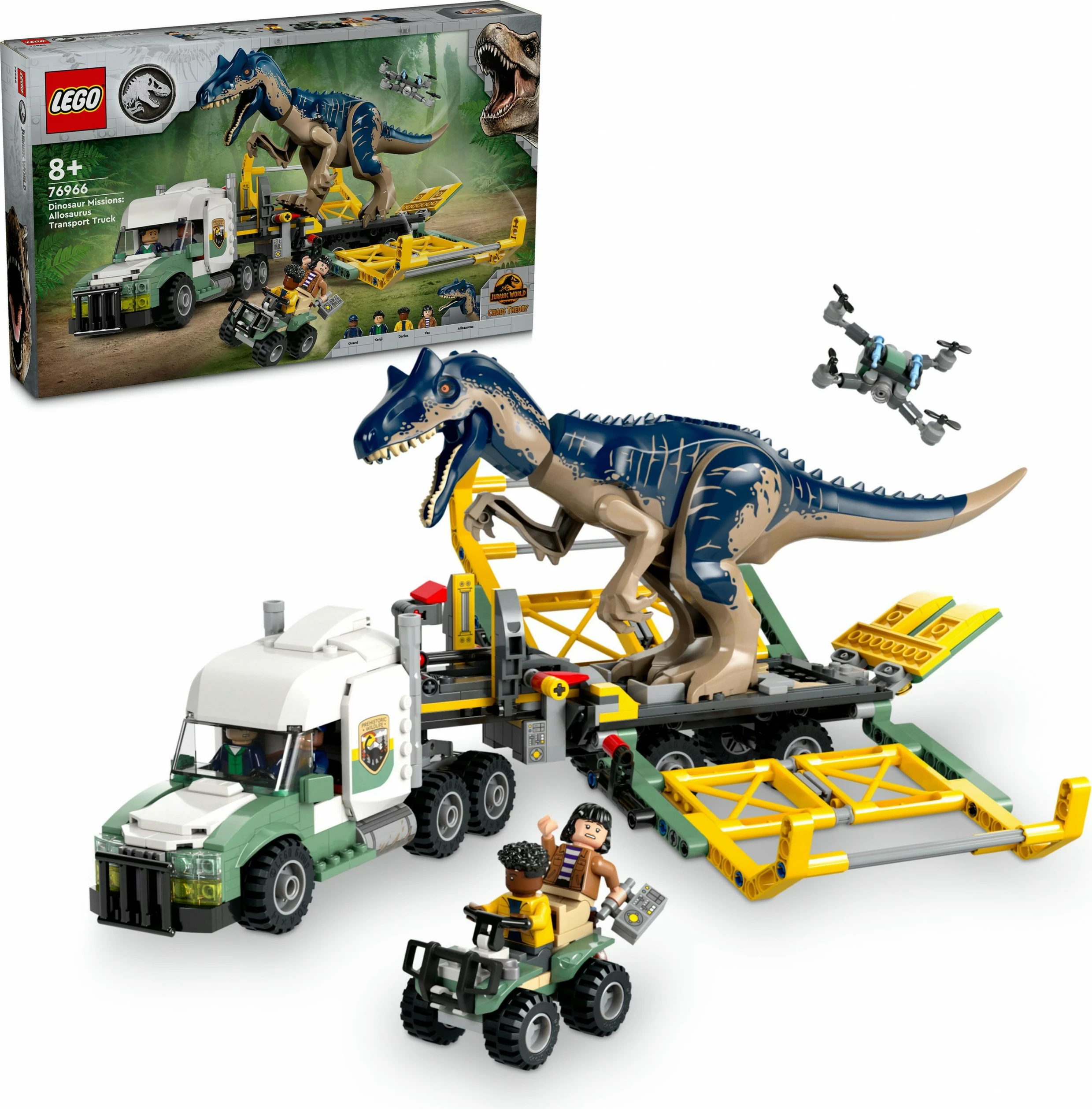 Set ndërtimi LEGO Jurassic World 76966, Allosaurus Transporter, 588 pjesë, multikolor