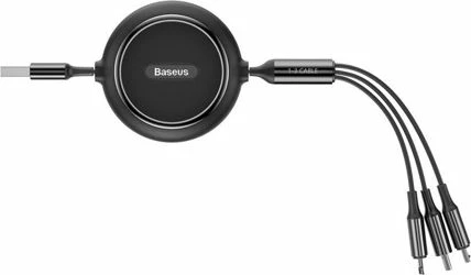 Kabl USB Baseus 46956 1.2 m USB-A në USB-C + microUSB + Lightning, i zi