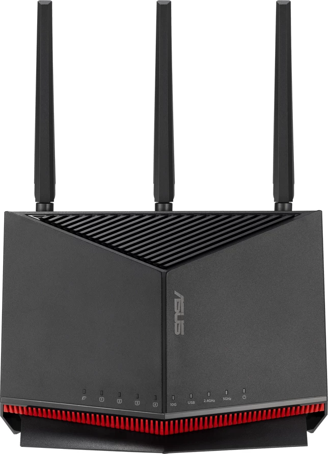 Ruter gaming ASUS RT-BE86U BE6800 WiFi 7 dy-bandësh, port 10G + 4x2.5G, i zi