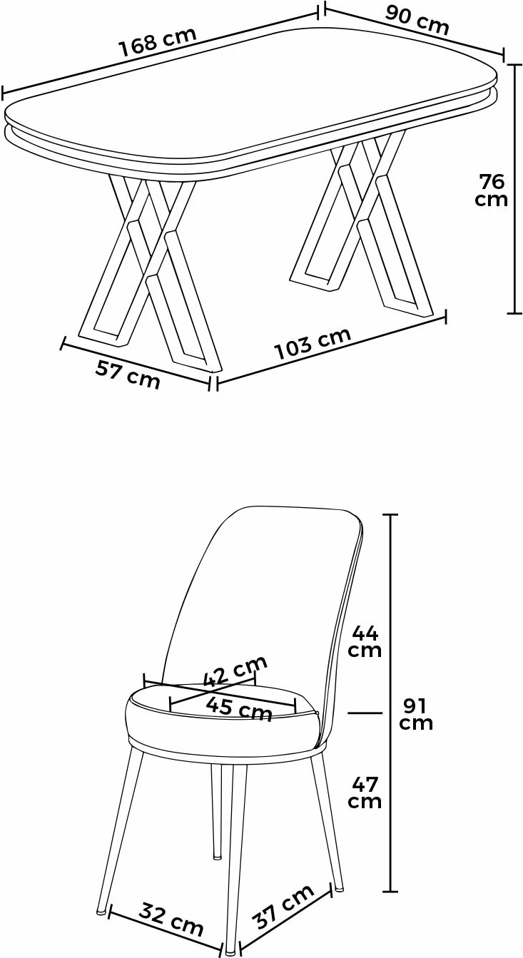 Tavolinë me karrige (7 copë), Skye Decor, ngjyrë antracit, krom