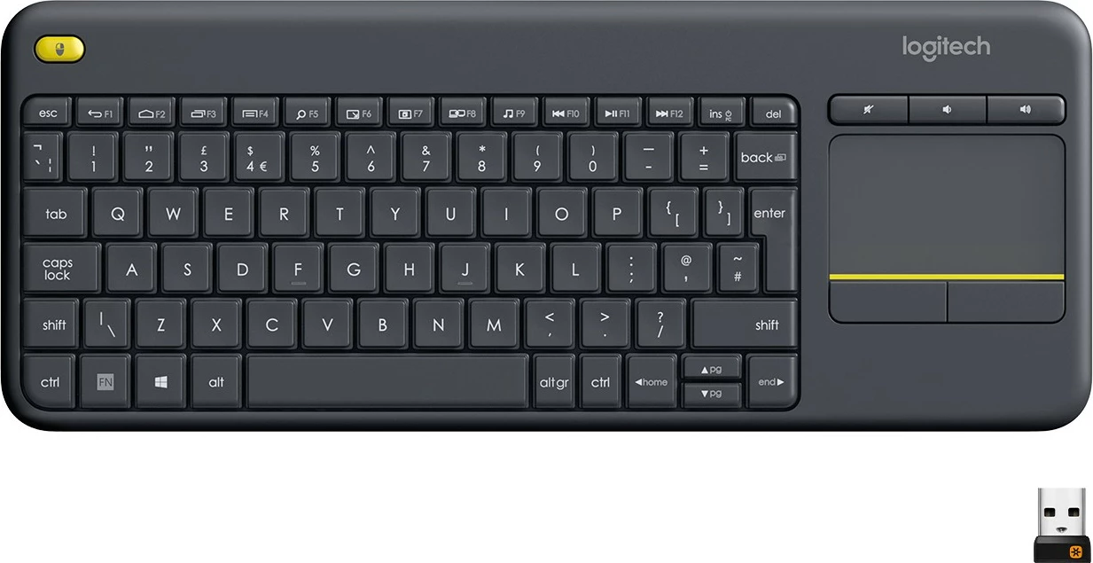 Tastierë wireless Logitech K400 Plus, Mini, Wireless, RF Wireless, QWERTY, e zezë