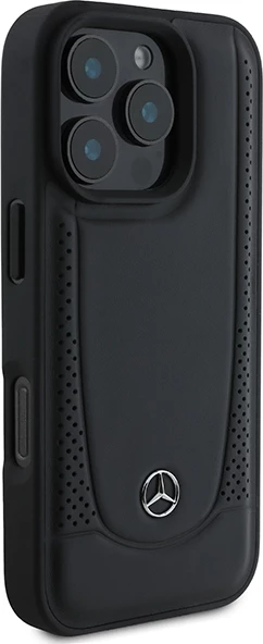 Mbështjellës Mercedes Leather Urban për iPhone 16 Pro, i zi