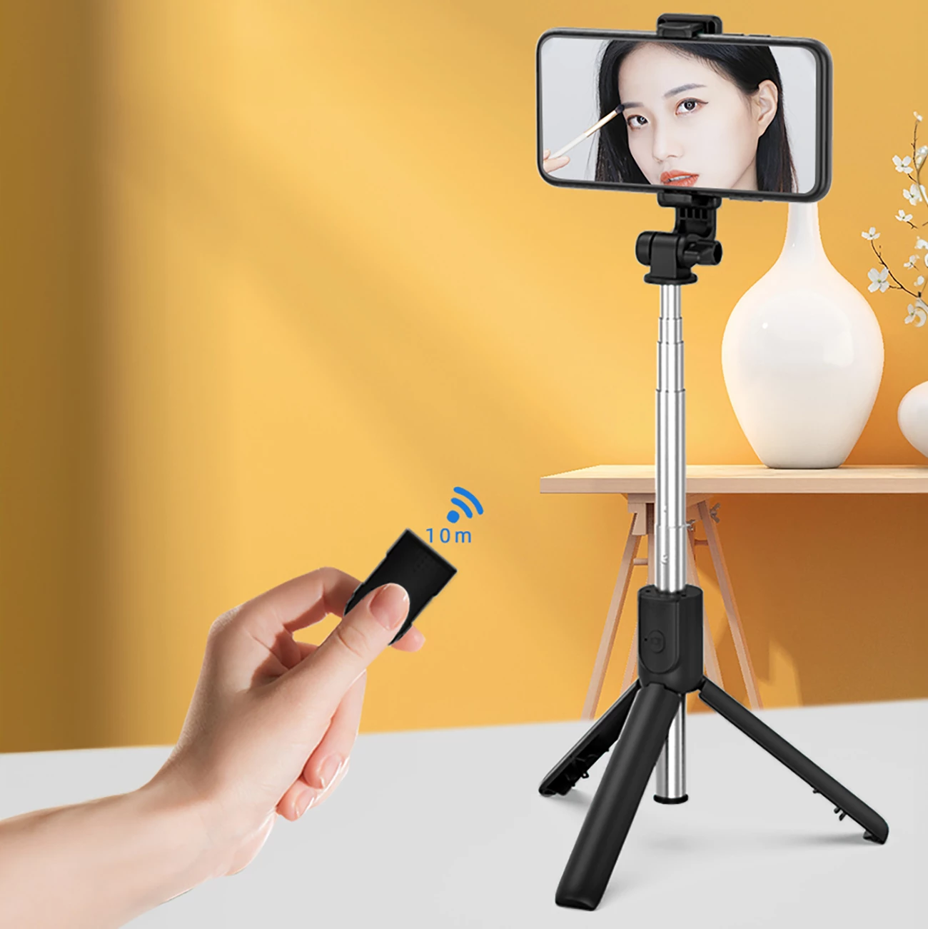 Selfie stick Hurtel WRY1S me tripod, për telefon, 67 cm, e zezë