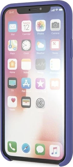 Mbështjellës Karl Lagerfeld për iPhone X/Xs, silikon, vjollcë