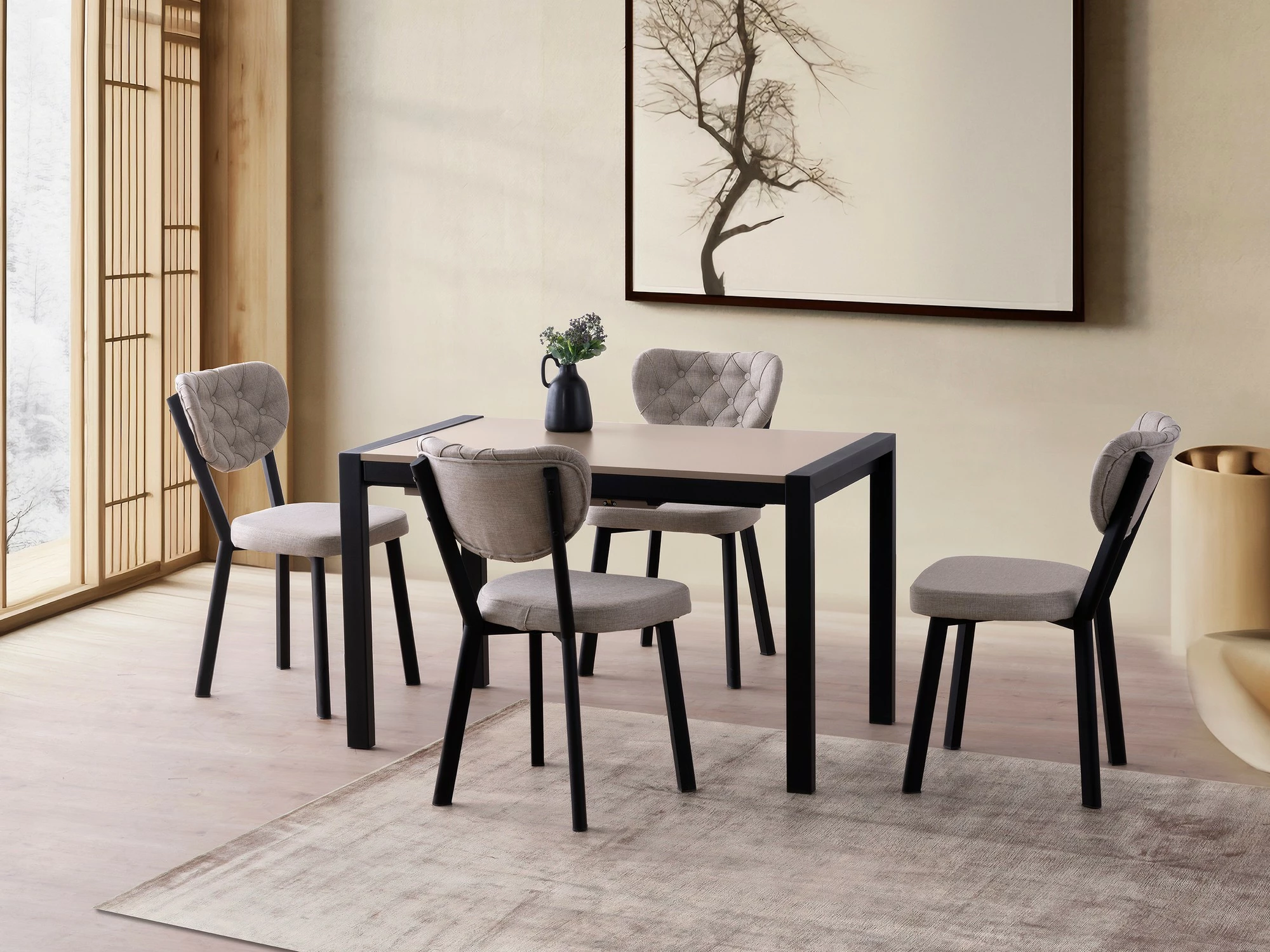 Tavolinë ngrënie me zgjatje, Skye Decor, ngjyrë mocha e çelët, 1014