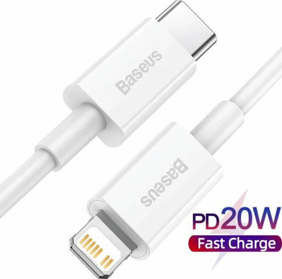 Kabllo USB-C në Lightning Baseus Superior Series 1m, e bardhë