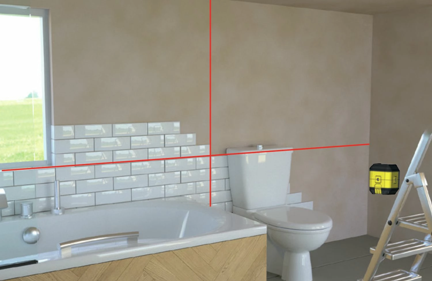 Laser nivelues kryq Stanley Cubix STHT77498-1 12 m, i kuq, me bateri