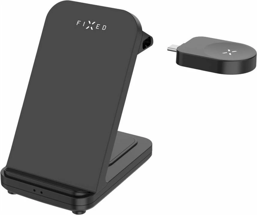 Stacion karikimi pa kabllo Fixed Powerstation FIXPOS-SA-BK 3-në-1 15W USB-C, i zi, set me kabllo