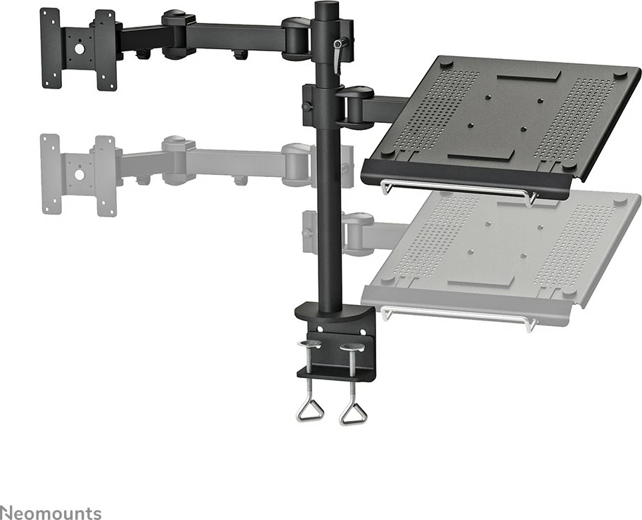 Krah tavoline Neomounts Newstar FPMA-D960NOTEBOOK, për monitor 10-27 inç dhe laptop, kapëse, i zi