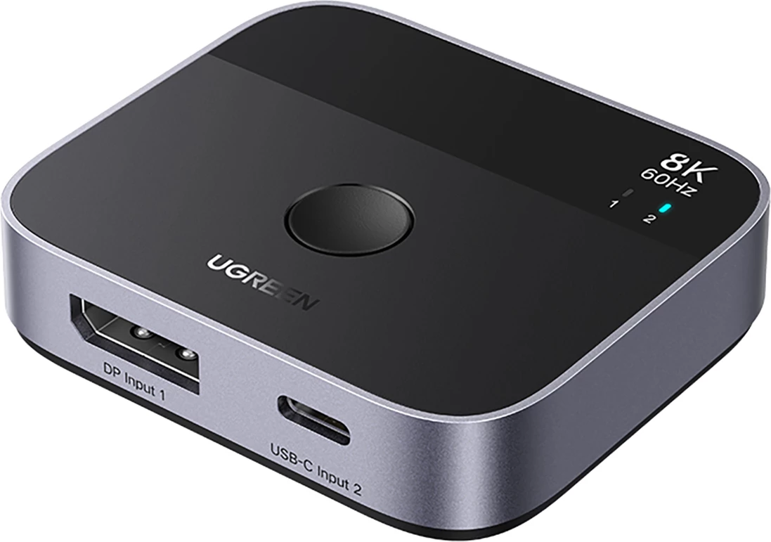 Switch Ugreen 65878 DisplayPort/USB-C në USB-C 8K/60Hz, 4K/120Hz, gri