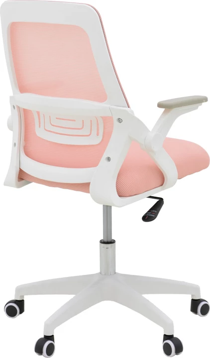 Karrige zyre Reji, pëlhurë rrjetë rozë, kornizë e bardhë, 58x60x89-99cm