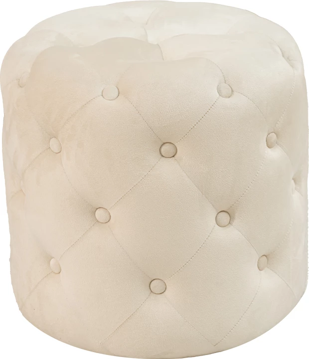 Puf karrige Seval kadife krem D49x47cm