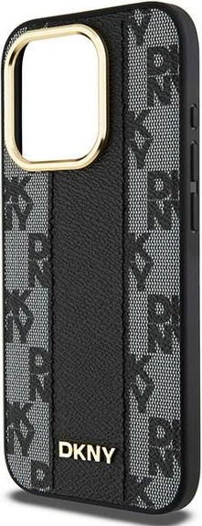 Mbështjellës DKNY Leather Checkered Mono Pattern MagSafe për iPhone 15 Pro Max, i zi