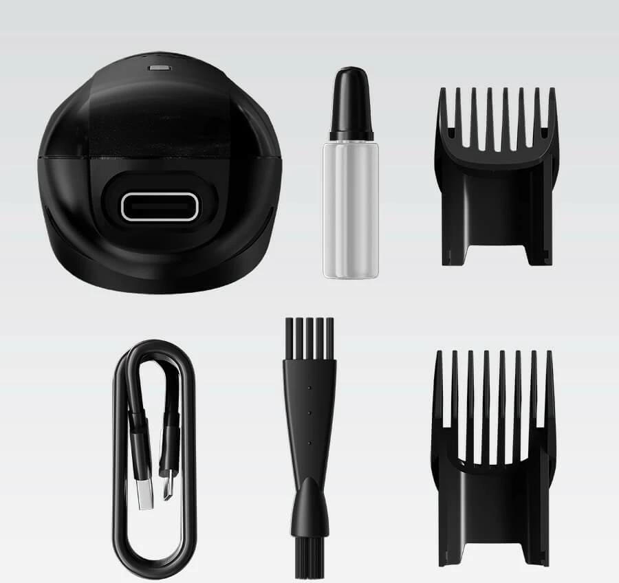 Trimmer flokësh dhe mjekre Feel-Maestro MR-640, bateri 600 mAh 120 min, rregullim 0.5–20 mm me 10 pozicione, USB-C, përdorim i thatë, i zi, set me 2 krehra