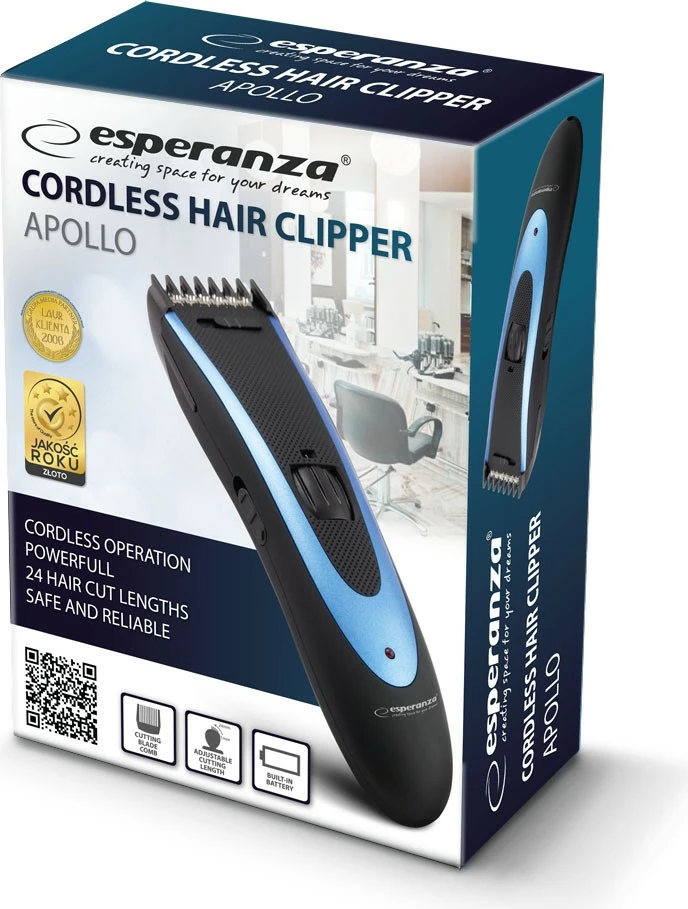 Makinë rroje Esperanza Apollo EBC004 për flokë dhe mjekër, e zezë/blu