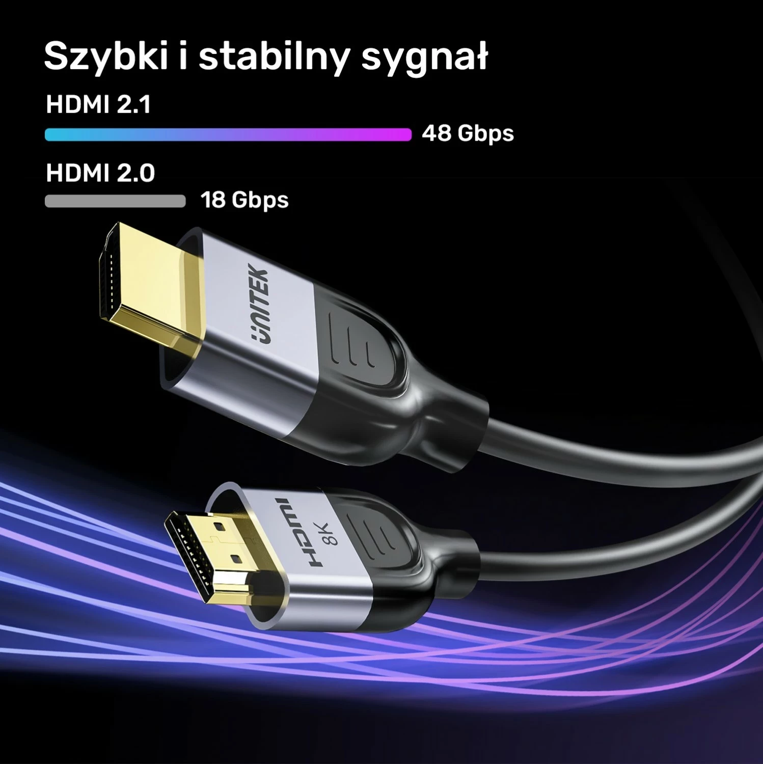 Kabëll HDMI Unitek 2.1 8K 60Hz, 3m, zi