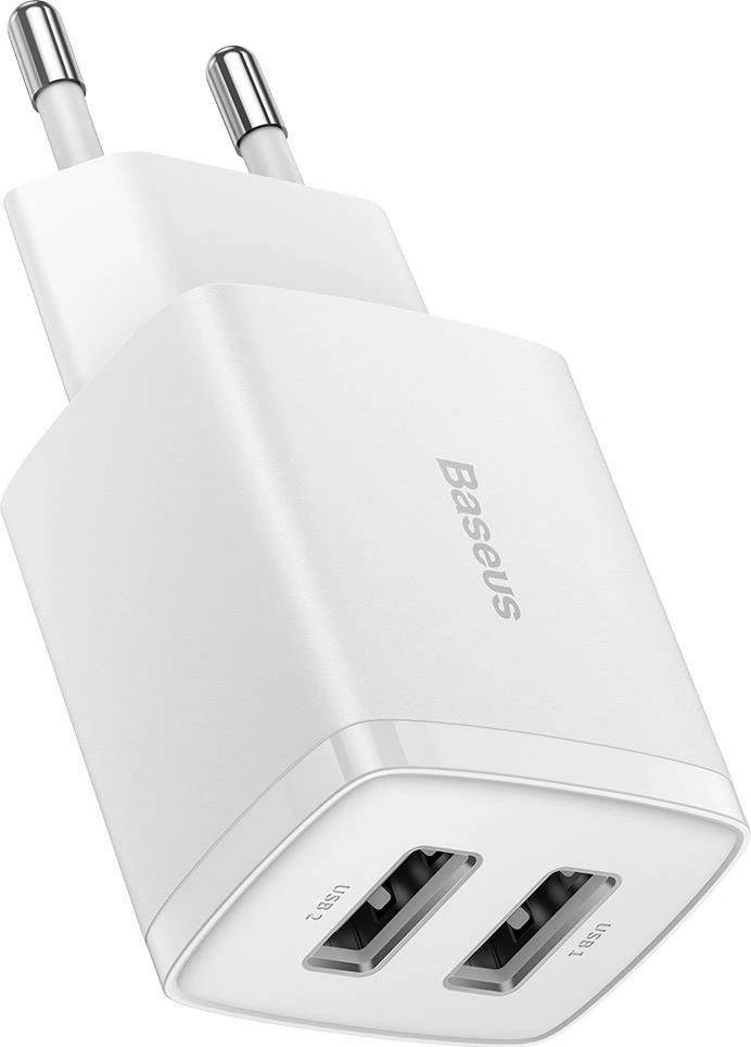 Karikues kompakt Baseus CCXJ010202 2x USB-A 2.1A 10.5W, bardhë